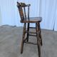 Chaise de bar en bois sculpté vintage : tabouret haut de ferme des années 1970