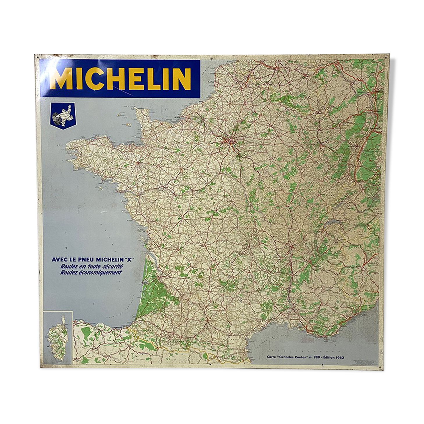 Map of France Michelin in sheet metal 1962