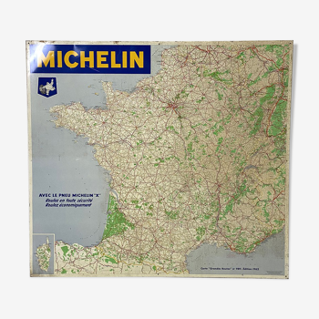 Map of France Michelin in sheet metal 1962