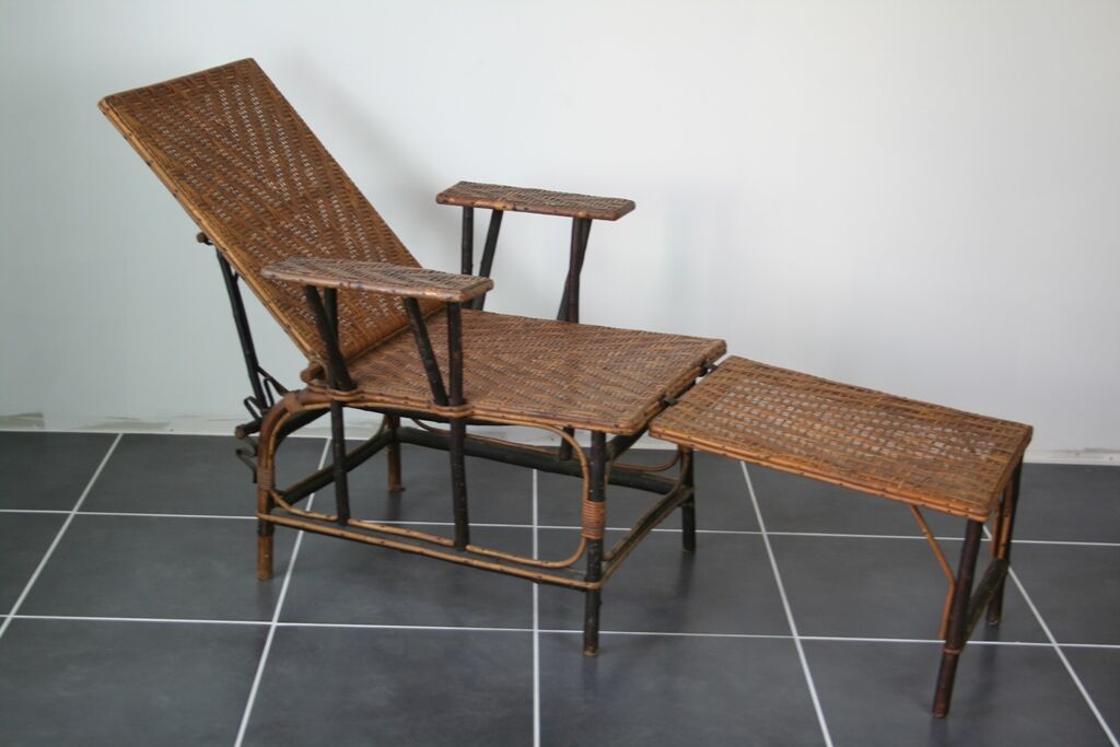 Deckchair, rattan and wicker 1950