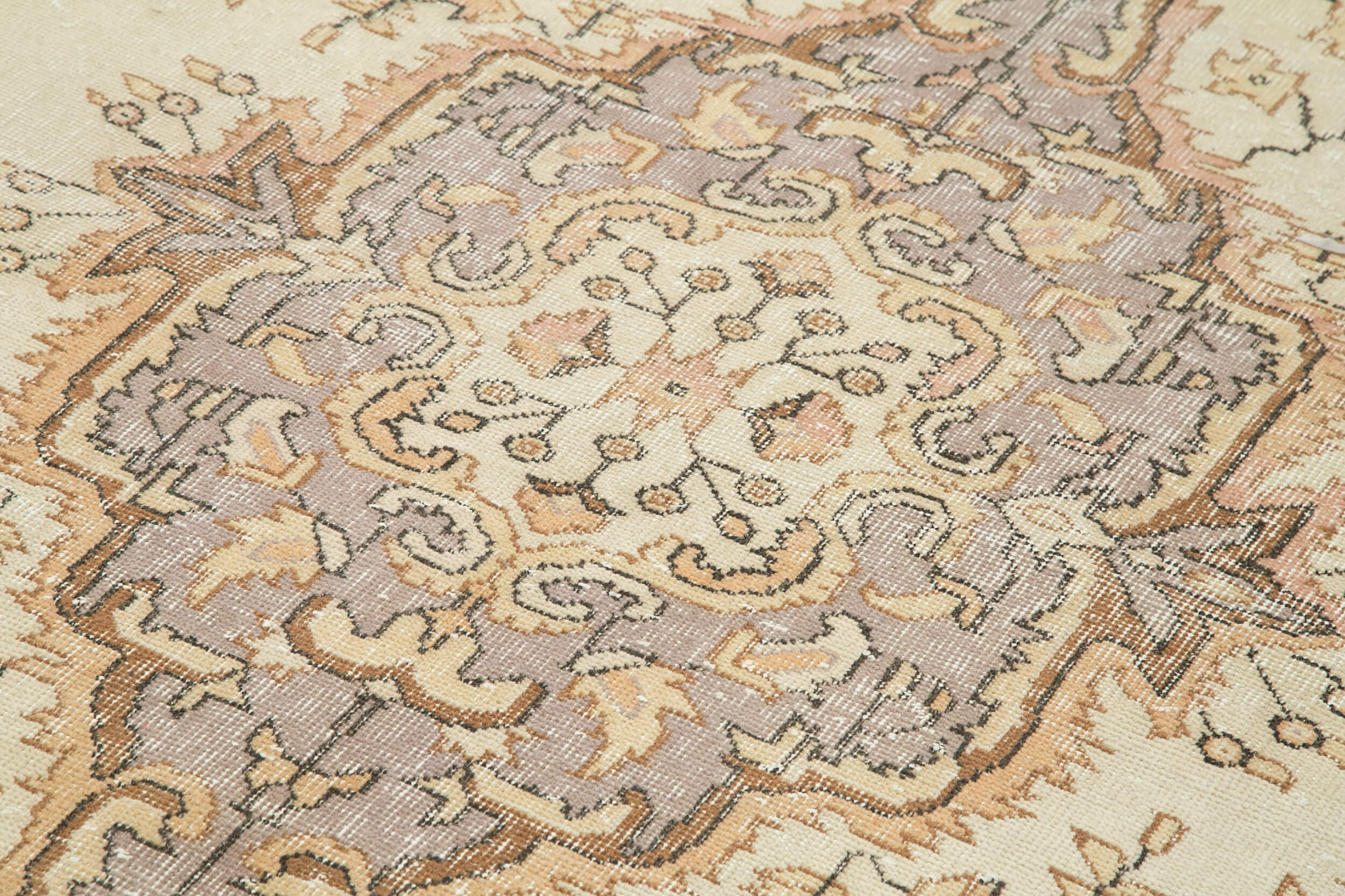 Handmade antique oriental beige rug 184 cm x 295 cm