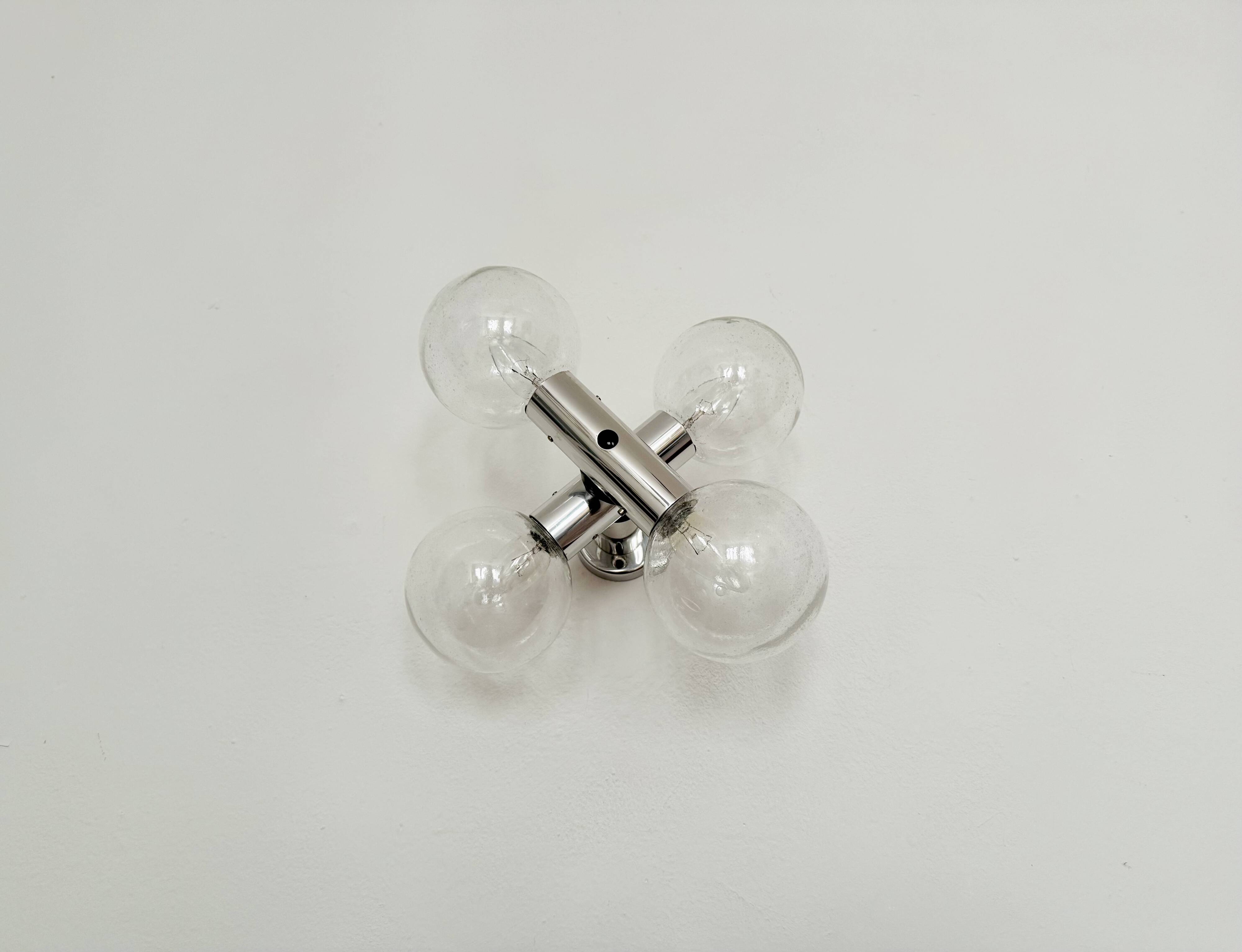 Amazing 1970s Modernist Space Age Bubble Glass Ceiling Lamp by J.T. Kalmar