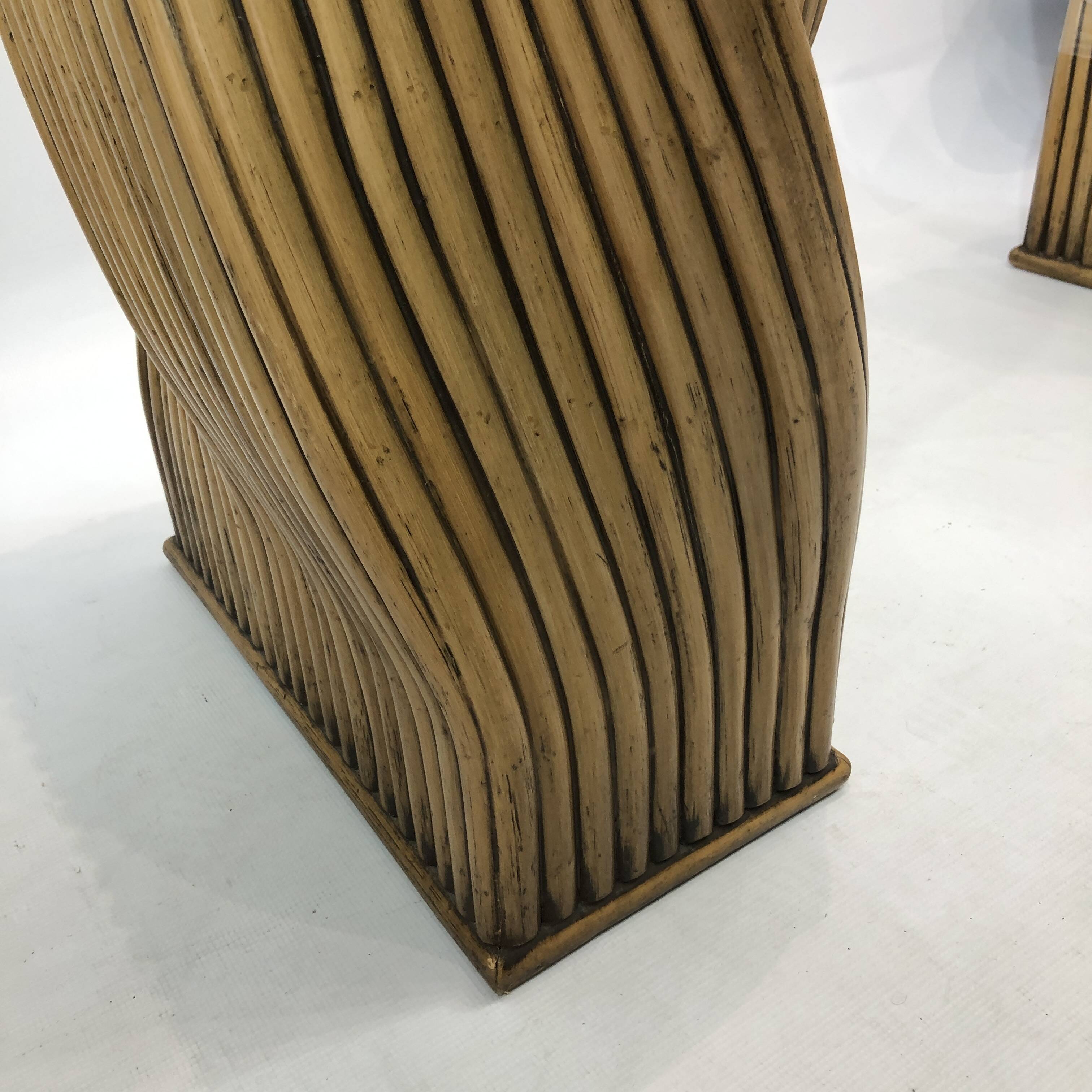 Mehitabel McGuire Twisted Pedestal Bamboo Dining Table MidCentury Boho 1970