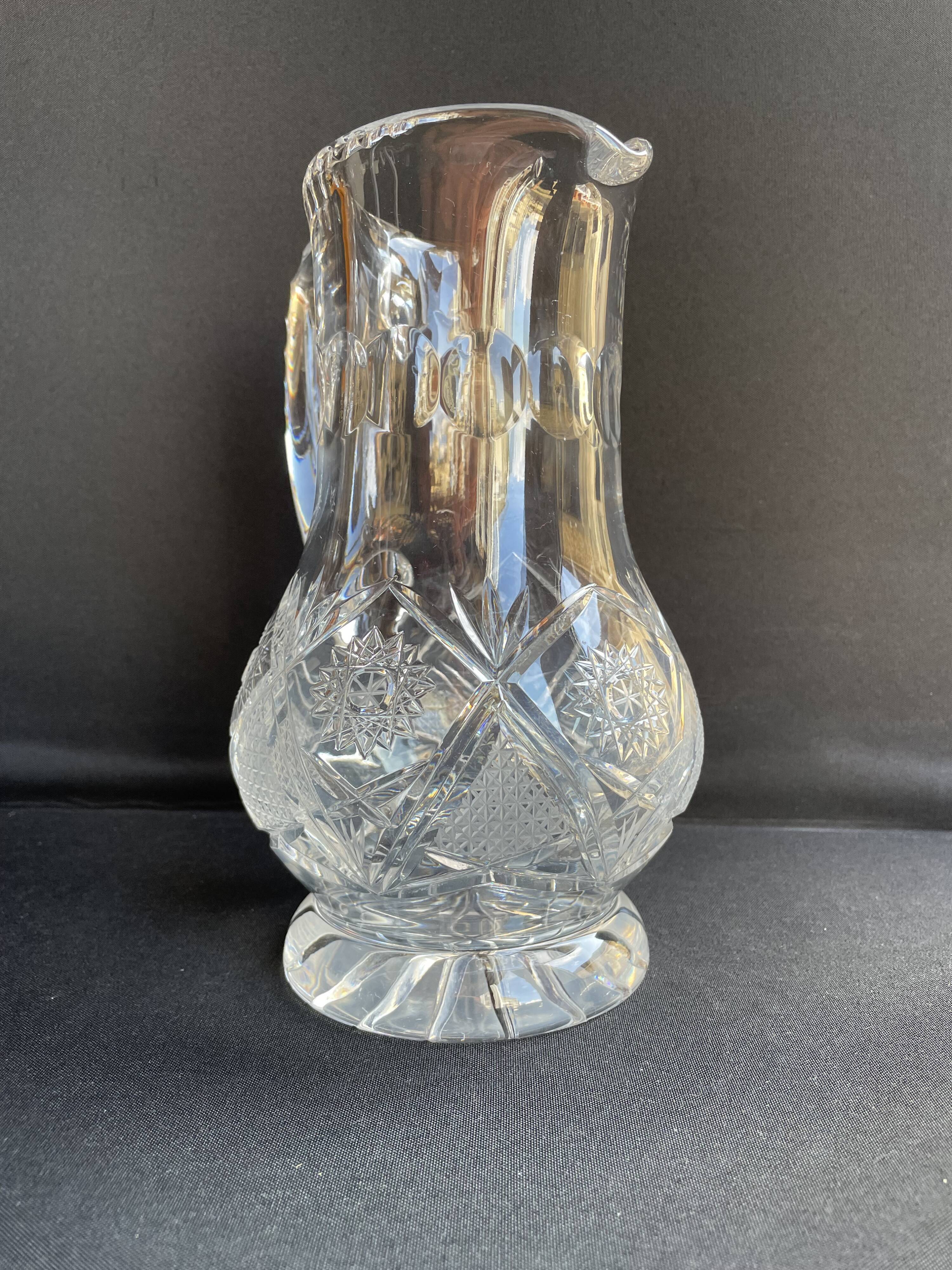 Bohemian - Water broc or orangeade (1) - Crystal blown and cut