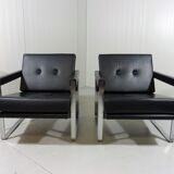 Hein Salomonson black leather lounge chairs 1968