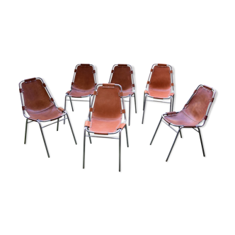 A set of 6 chairs "Les Arcs Chairs" covered in leather