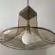 Italian suspension lamp in smoked glass and brass from the 1970s.
