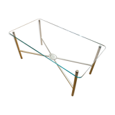 Glass coffee table with gilded metal structure