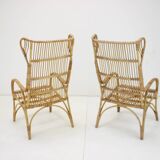 Fauteuils en rotin du milieu du siècle, années 1960