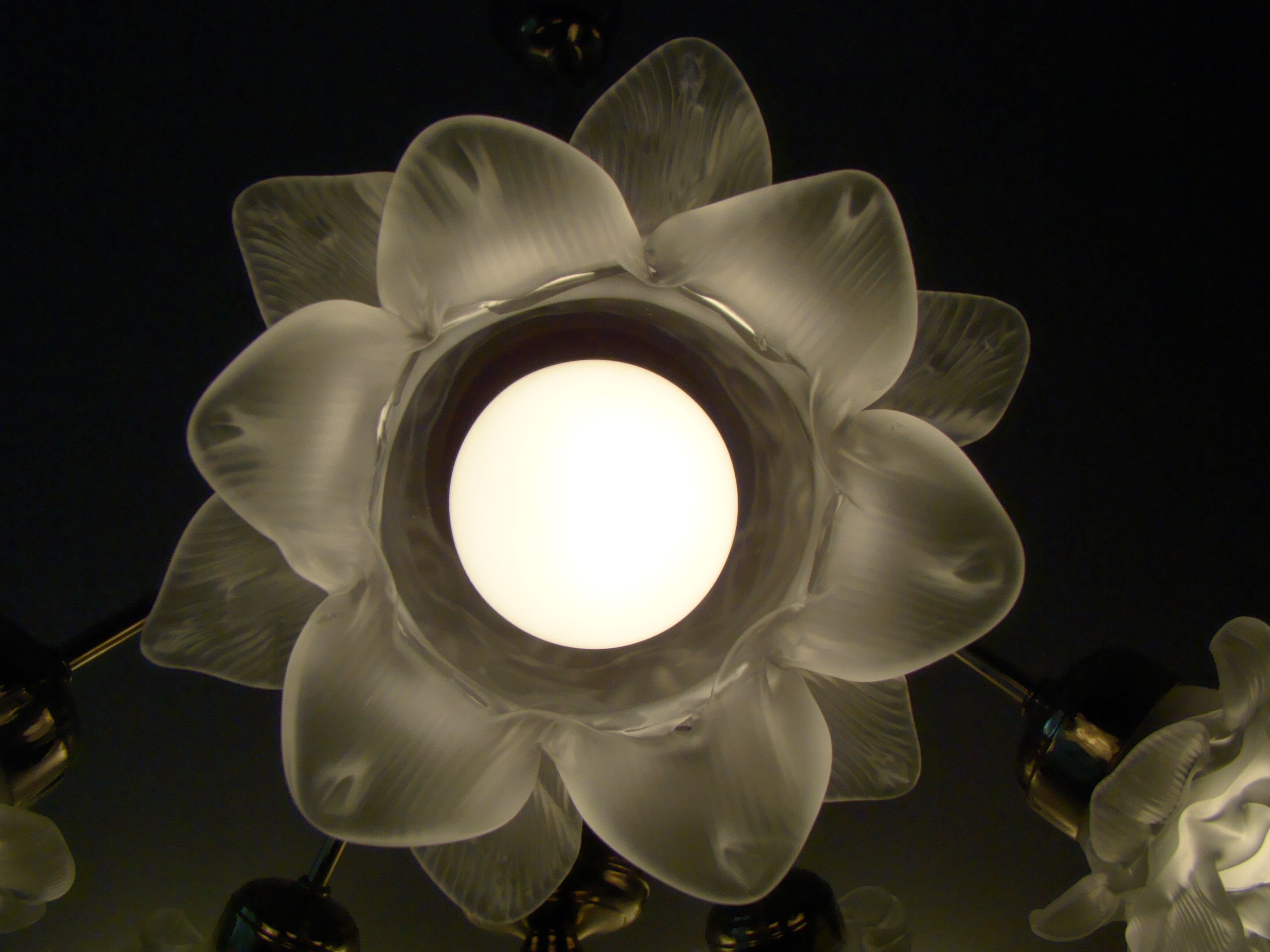 Vintage chandelier with roses in glass paste