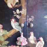 Black and red chinoiserie wardrobe – illuminated vintage furniture