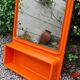 Vintage orange sixties molded plastic shelf mirror no shipping