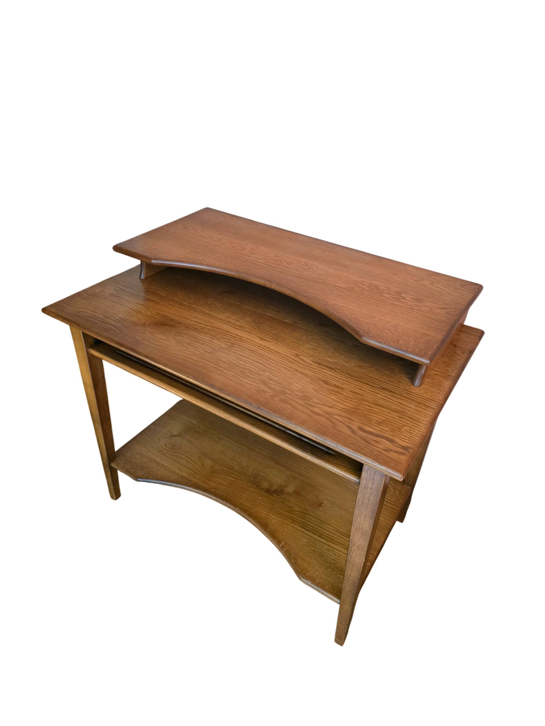 Vintage oak desk with raised top, 1970s.