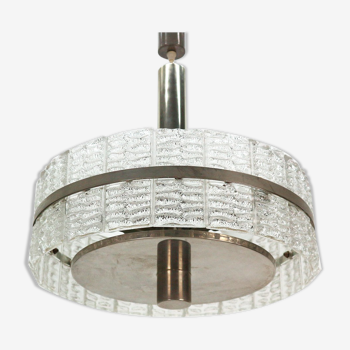 Large '60s Ice Glass Pendant Lamp