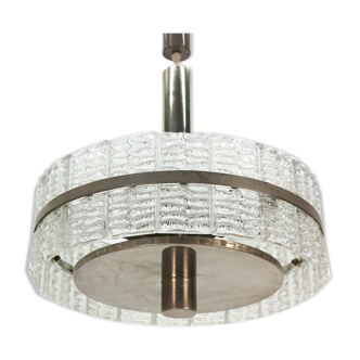 Large '60s Ice Glass Pendant Lamp