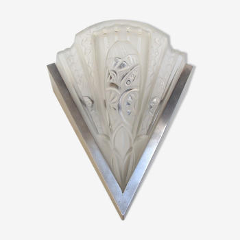 Art deco pressed glass sconce