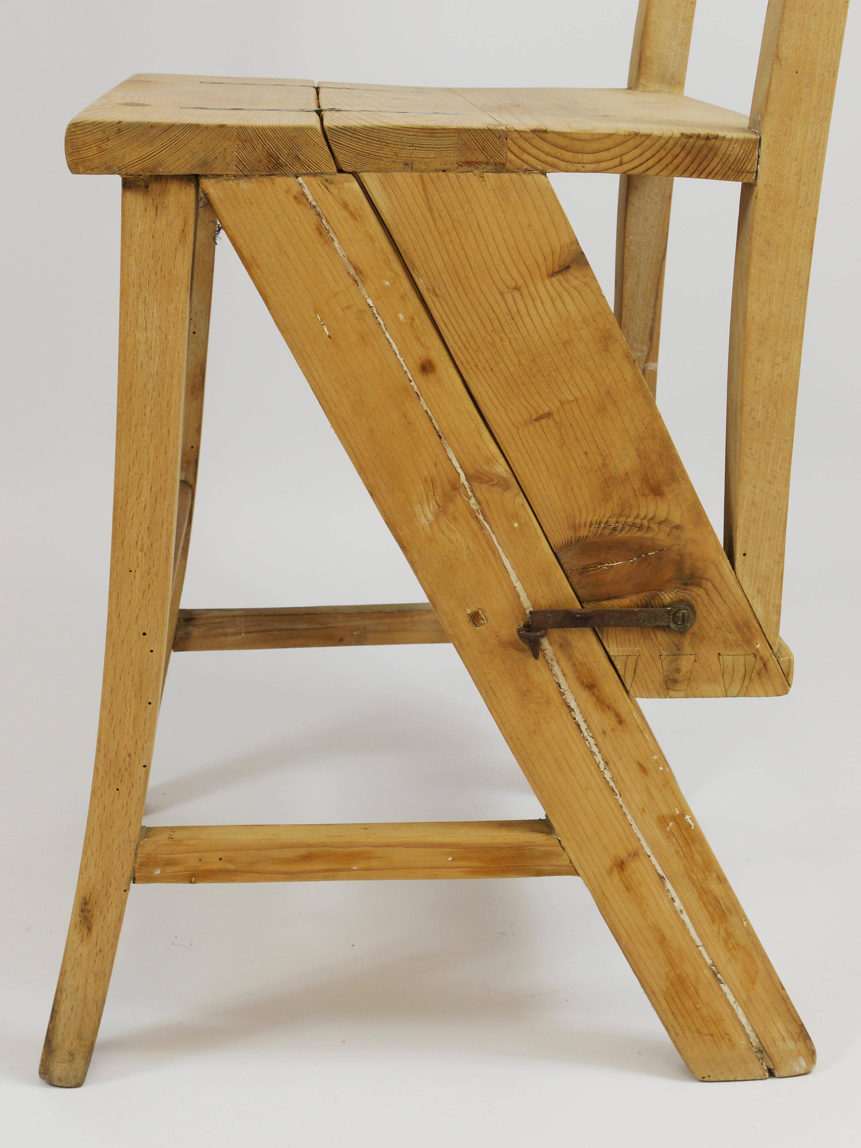 Folding metamorphic library ladder, Arts & Crafts, Vienna, 1900s