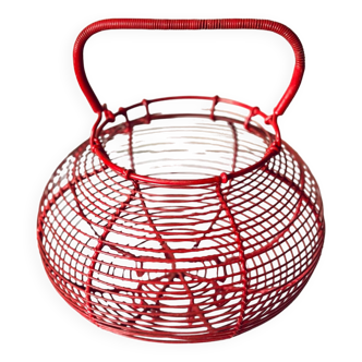 Red vintage metal country basket