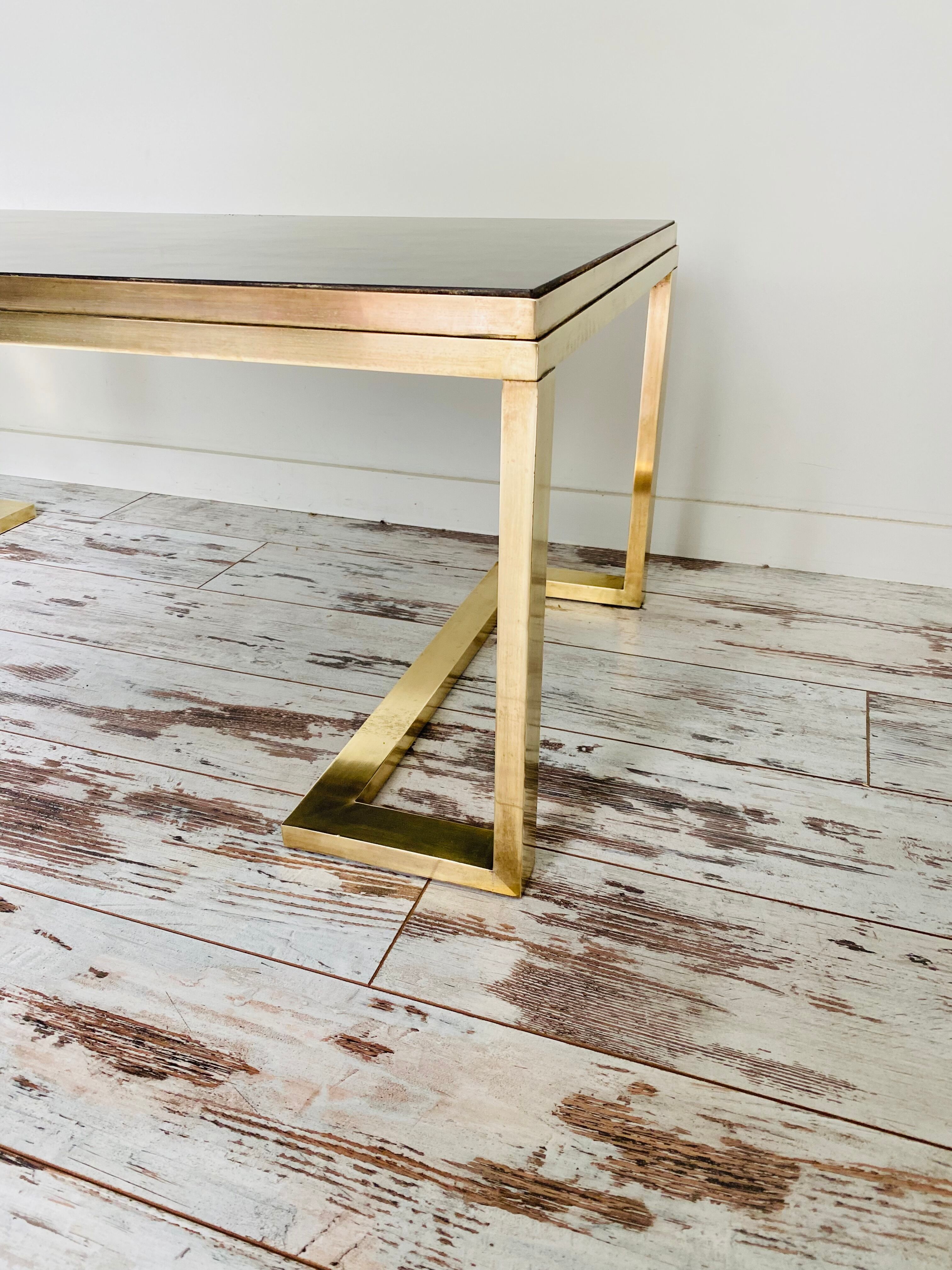 COFFEE TABLE WITH GILDED BASE WITH REVERSIBLE TOP circa 70