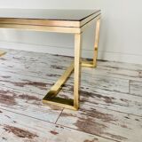 Table basse à piétement doré à plateau réversible circa 70