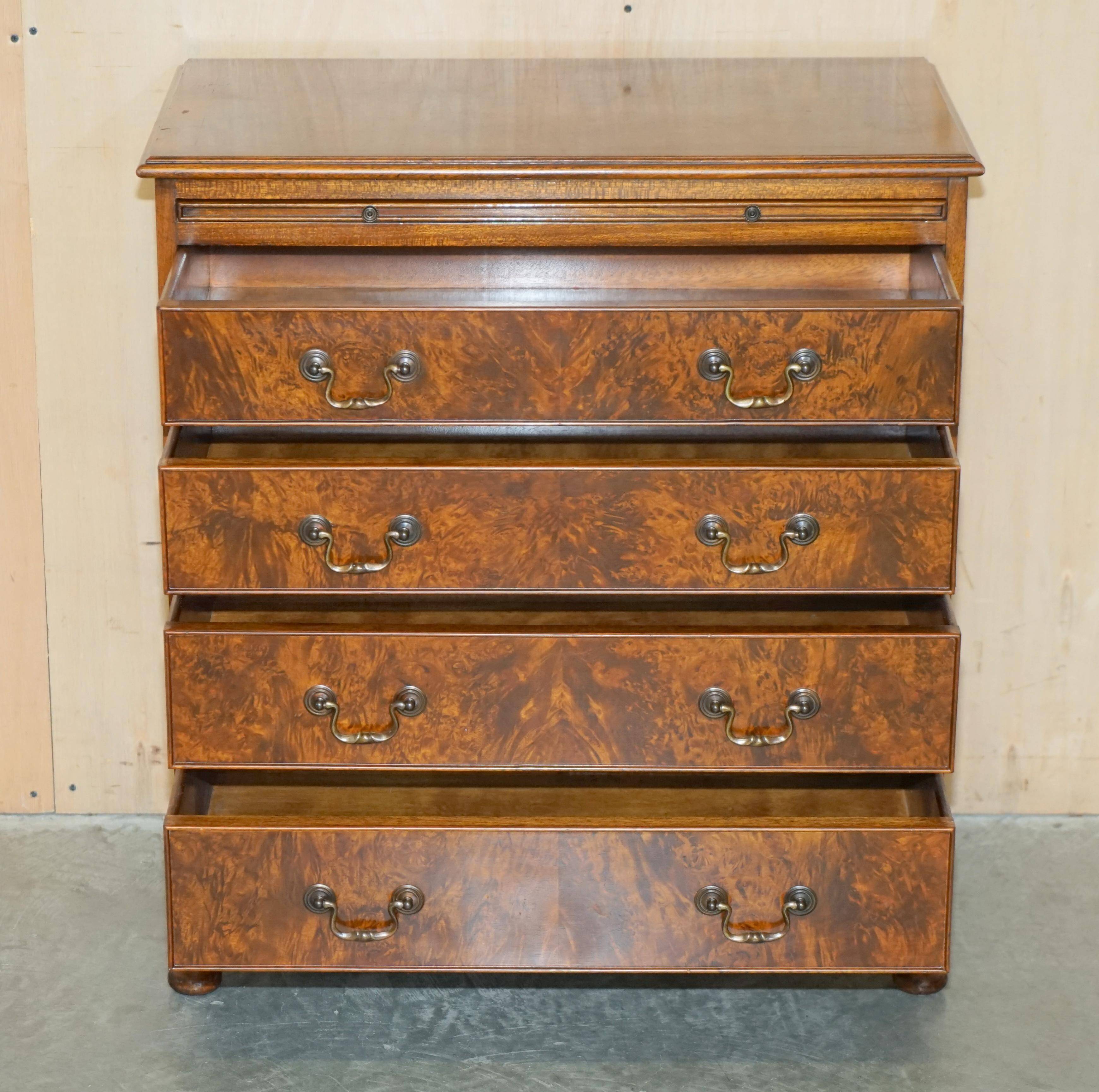 1940s vintage walnut commode with butler's serving tray.