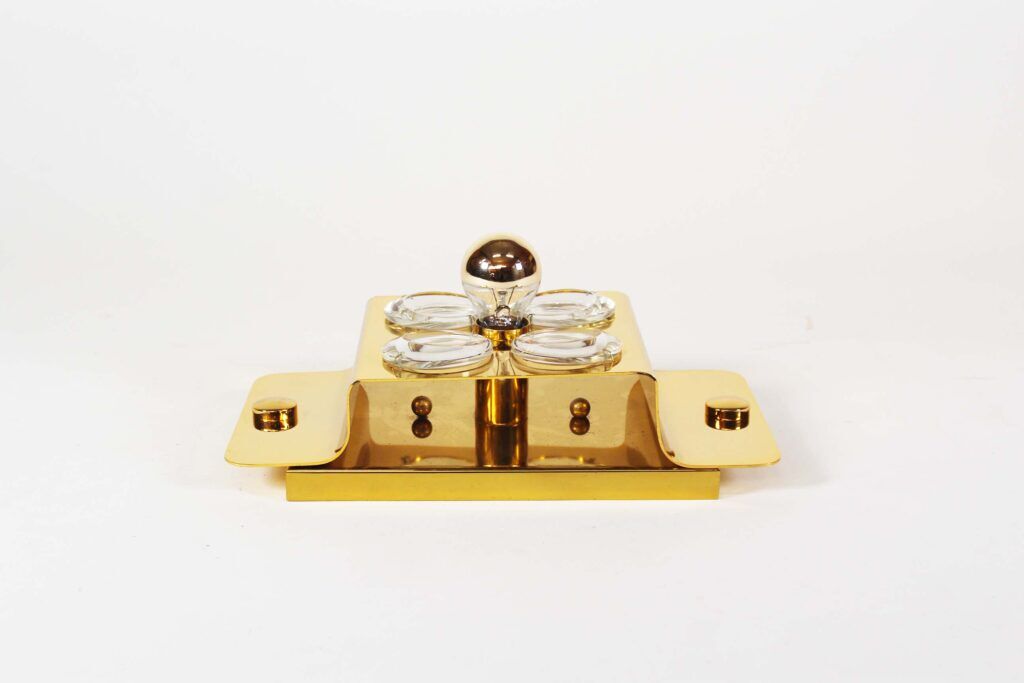 Polished brass and crystal glass wall lamp by Palwa, Germany 1960s