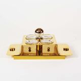 Polished brass and crystal glass wall lamp by Palwa, Germany 1960s