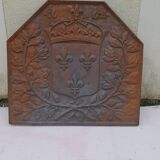 Cast iron fireplace plate fleur de lys art foundry never laid