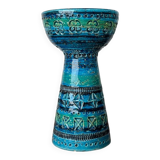 Rimini Blue Candle Holder in Mid-Century Ceramic by Aldo Londi for Bitossi, Italy, 1960s