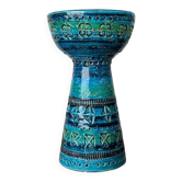 Bougeoir Rimini Bleu en Céramique du Milieu du Siècle par Aldo Londi pour Bitossi, Italie, Années 1960