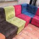 Modular vintage panoramic sofa 9 seats