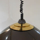 Conical hanging with adjustable height, black and gold metal