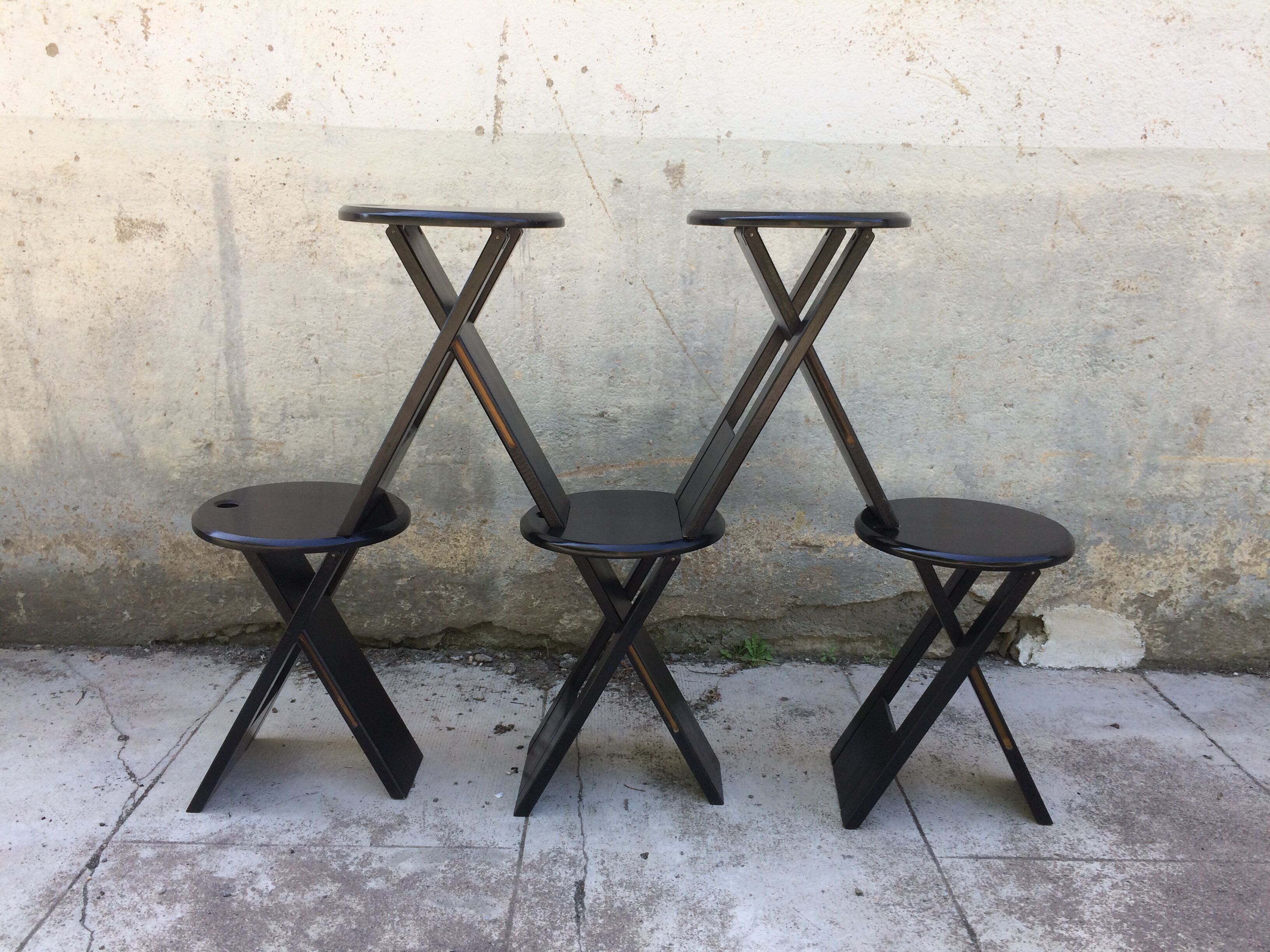 Set of 5 folding Suzy stools by Adrian Reed, black