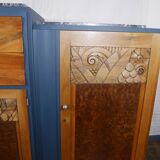 Buffet enfilade miroir art deco a motifs floral dessus marbre