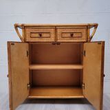 Buffet, commode en bambou et rotin, années 60