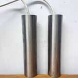 Pair of Parscot brushed metal pendant lights, 1970s
