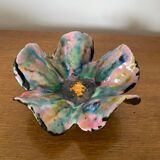 Antique Flower Shaped Multicolored Ceramic Empty Pocket Signed HC Vintage