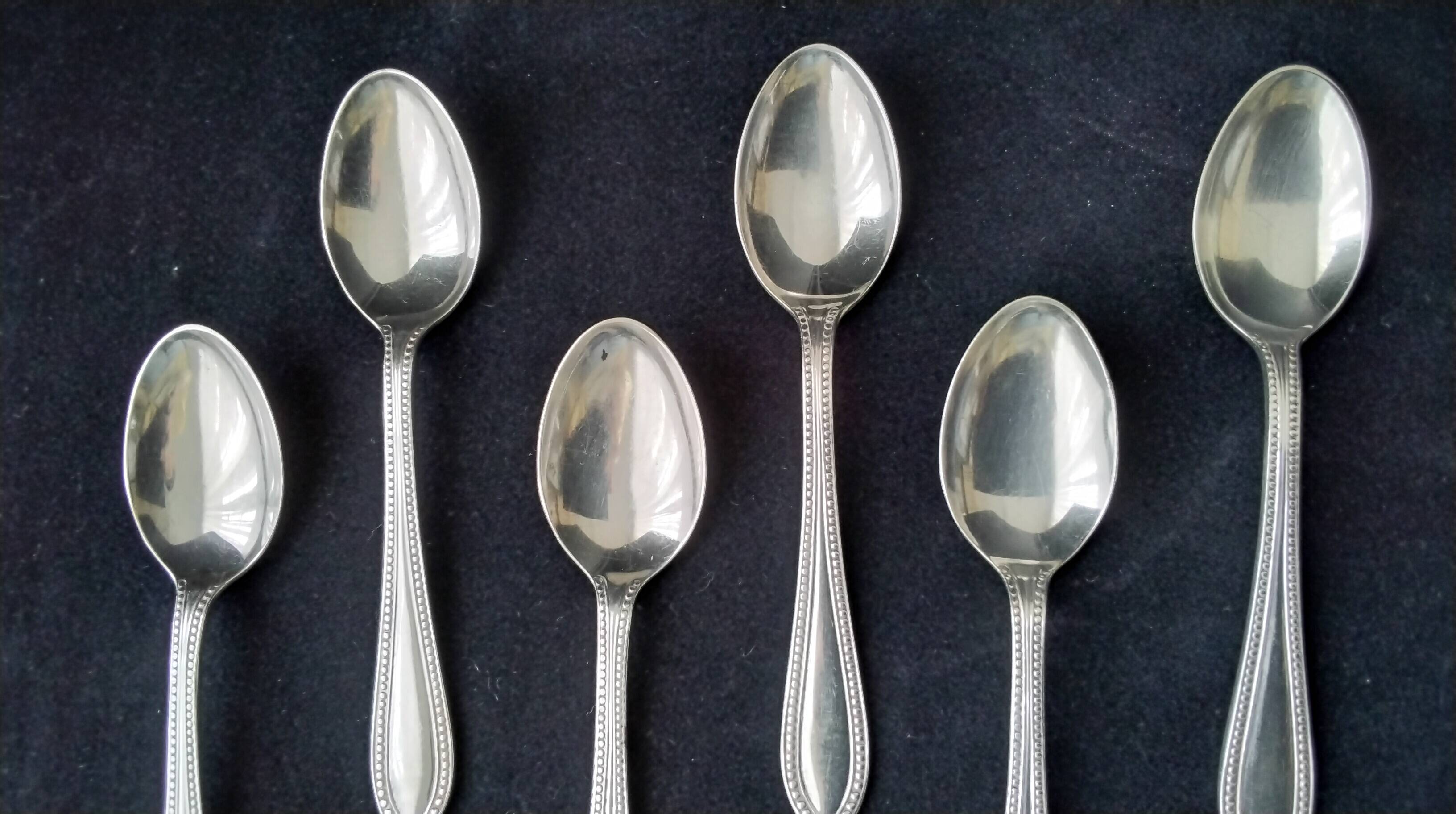 6 silver-plated metal mocha spoons English EPNS