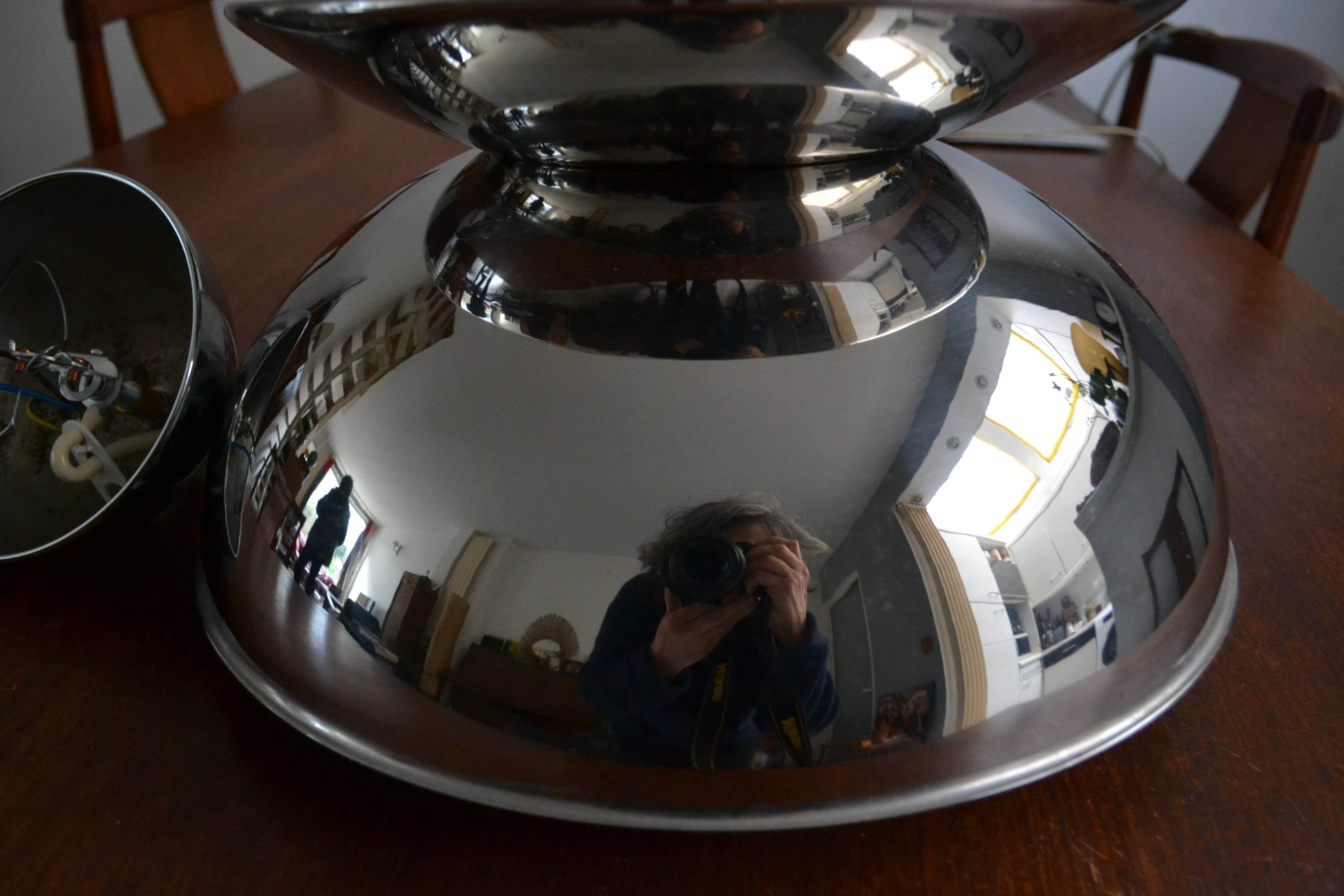 Concentrica pendant light by Harvey Guzzini chrome steel