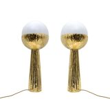 Pair of Modern Italian Brass and Opaline Glass Table Lamps