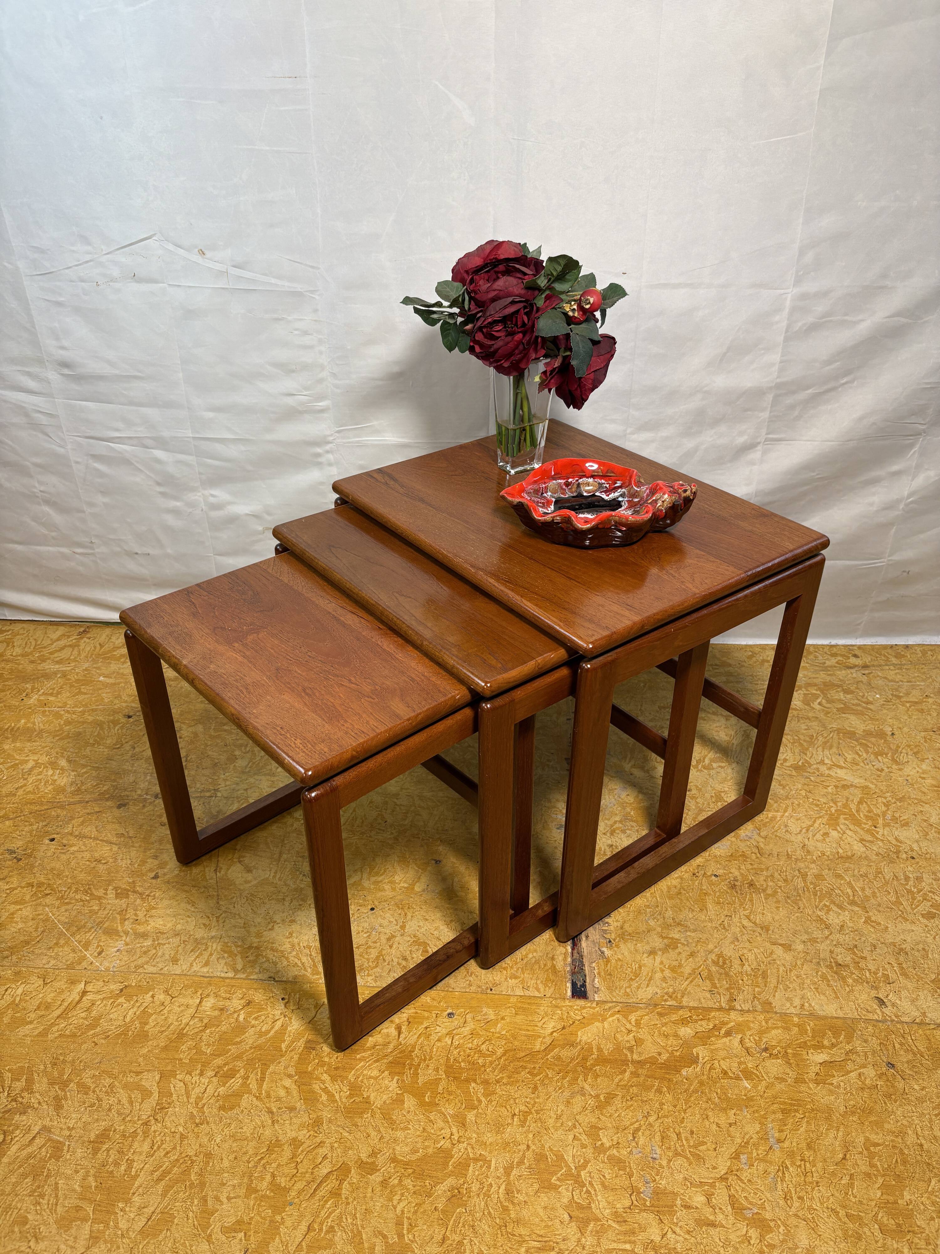Mid-Century Retro Vintage Teak Nest of Tables 1960  Scandinavian-Inspired •