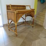 Vintage console/desk made of natural woven rattan, 1960s