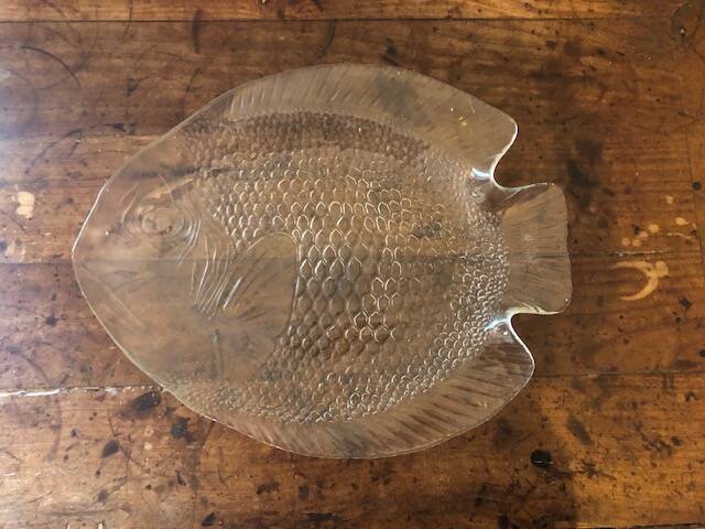 Large vintage glass fish dish