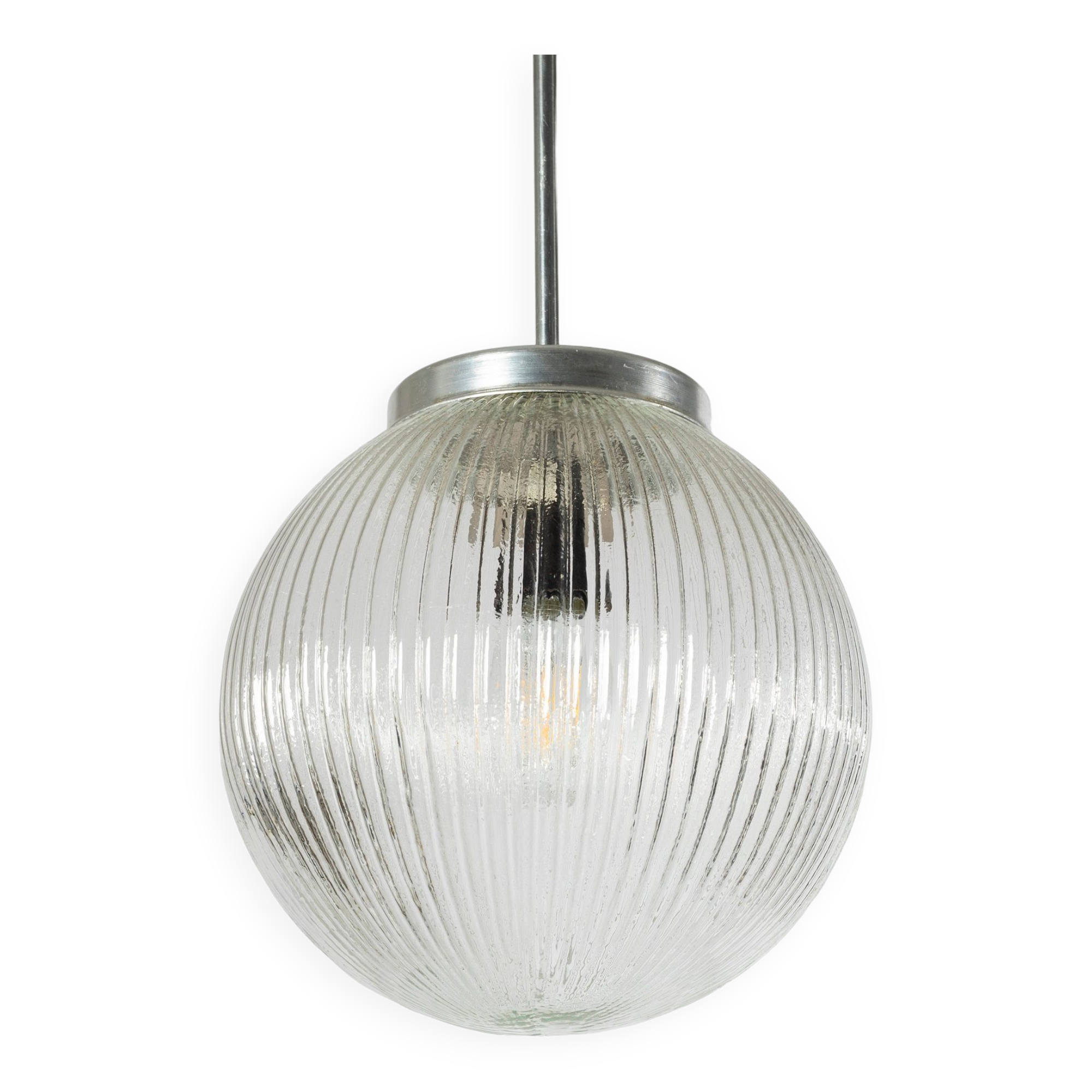 Suspension en verre clair nervuré, Tchécoslovaquie, années 1970