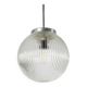 Ribbed clear glass pendant lamp, Czechoslovakia, 1970s