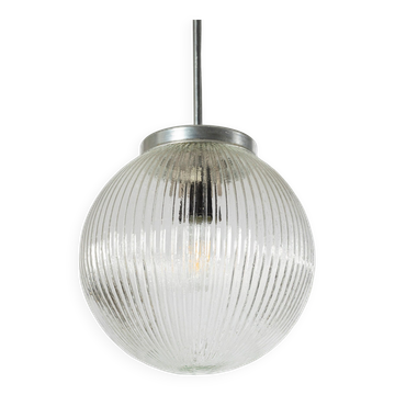Suspension en verre clair nervuré, Tchécoslovaquie, années 1970