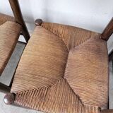 Set of 6 straw and oak Beauche chairs.