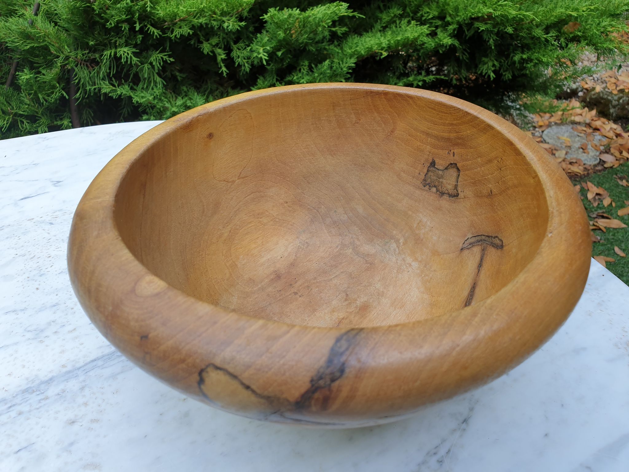 Salad bowl made of solid olive wood