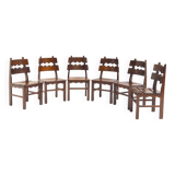 Ensemble de chaises de salle à manger Razorblade en chêne massif, années 1970