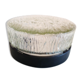 Plafonnier rond en verre glace  vintage années 60-70
